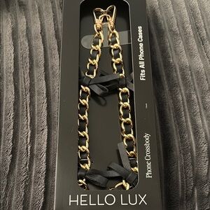 Gold and Black Phone Crossbody Chain
